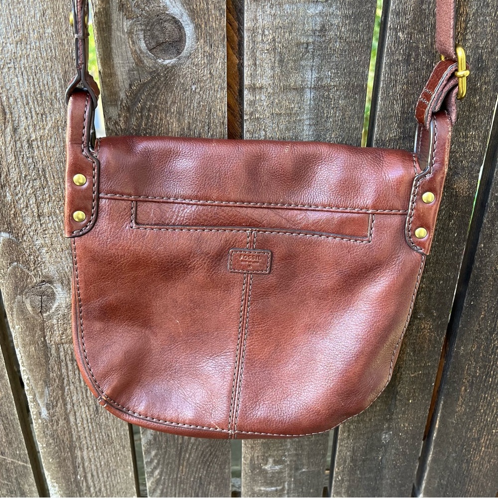 Fossil Brown Leather Crossbody Bag Purse